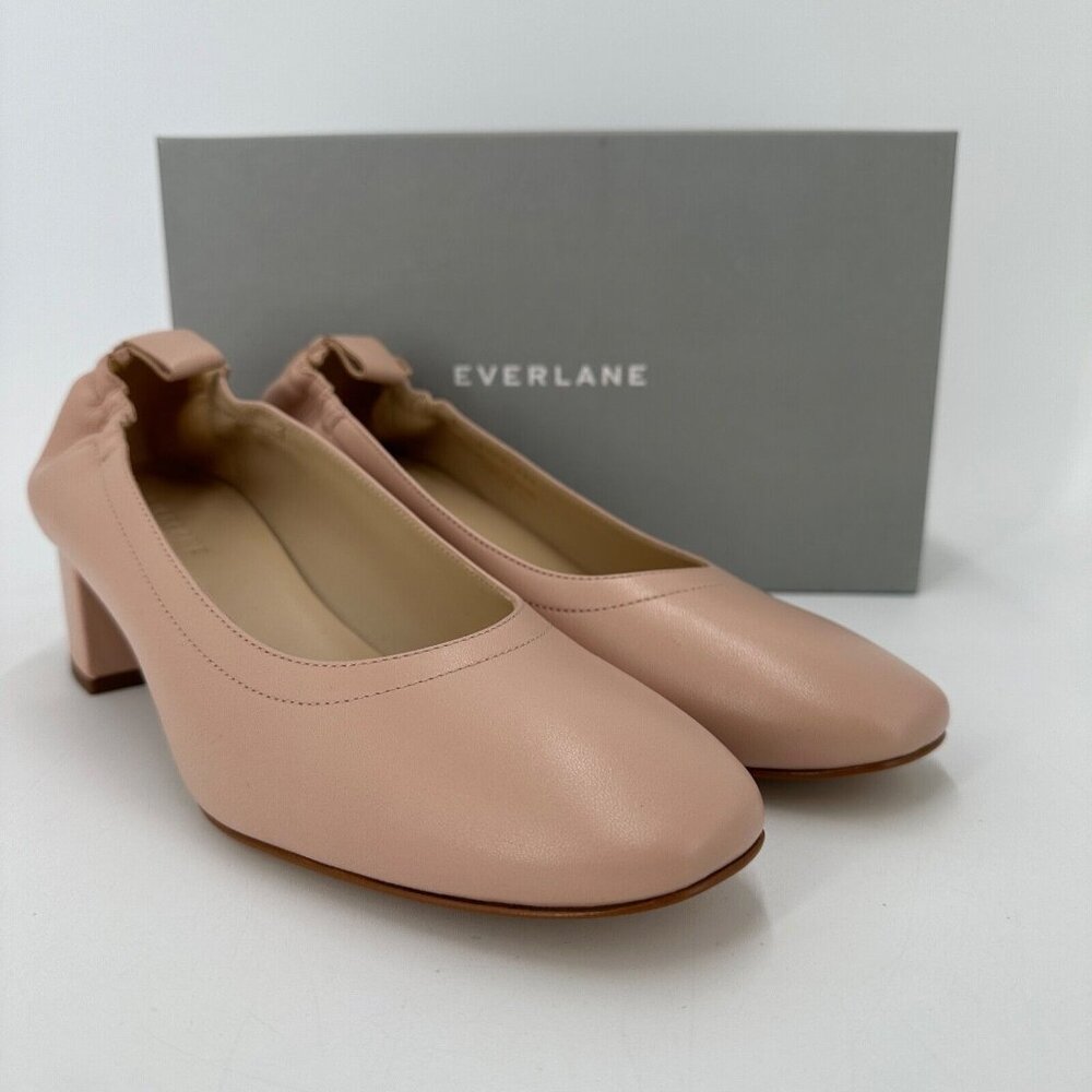 Everlane The Italian Leather Day Heel in Pale Pink sz 7.5 Women's Elastic Back
